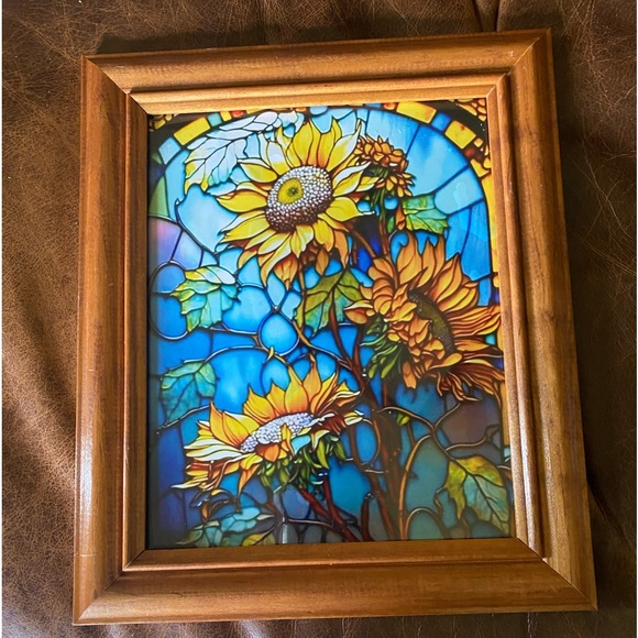 So beautiful. Large print! Fancied glass and sunflowers 🌻 - Picture 5 of 5